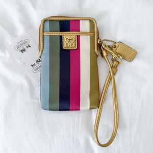 Coach multi stripe wristlet